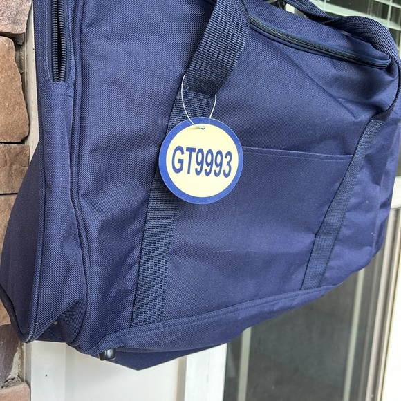 CANVAS CARRY ALL. ZIPPERS POCKETS AND LIGHTWEIGHT.NAVY BLUE W SHOULDER STRAP - Picture 2 of 8